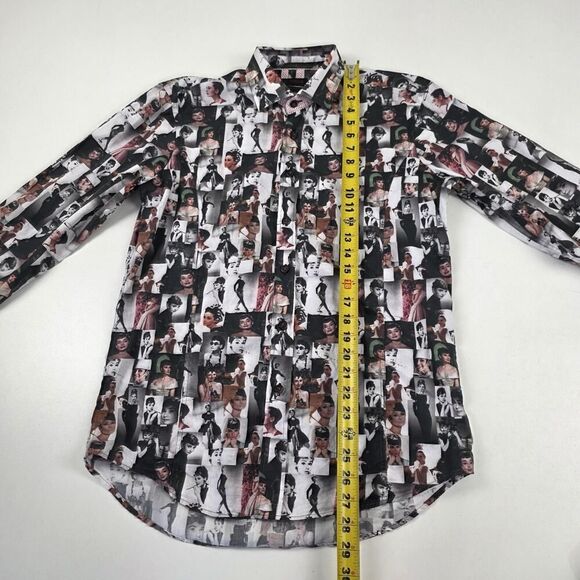 Audrey Hepburn Print Eight X Premium Slim Fit Button Down Shirt Mens Medium - Picture 2 of 8